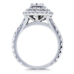 White Gold 2 1/10ct TCW Moissanite and Diamond Double Halo Split Shank Engagement Ring - Handcrafted By Name My Rings™