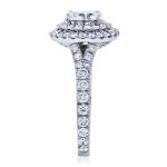 White Gold 2 1/10ct TCW Moissanite and Diamond Double Halo Split Shank Engagement Ring - Handcrafted By Name My Rings™
