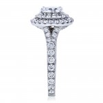 White Gold 2 1/10ct TDW Round Diamond Double Halo Vintage Engagement Ring - Handcrafted By Name My Rings™