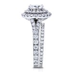White Gold 2 2/5ct TCW Moissanite and Diamond Double Halo Split Shank Bridal Set - Handcrafted By Name My Rings™