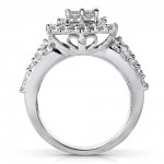 White Gold 2ct TDW Princess Diamond Square Frame Cluster Composite Ring - Handcrafted By Name My Rings™
