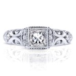 White Gold 3/4ct TDW Diamond Antique Engagement Ring - Handcrafted By Name My Rings™