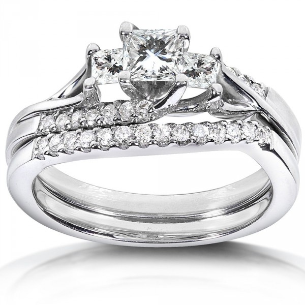 White Gold 3/4ct TDW Diamond Bridal Ring Set - Handcrafted By Name My Rings™