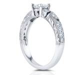 White Gold 3/5ct TDW Diamond Filigree Milgrain Engagement Ring - Handcrafted By Name My Rings™