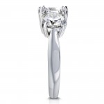 White Gold 4 1/5ct TGW Forever One Moissanite Cushion Cut 3 Stone Engagement Ring - Handcrafted By Name My Rings™