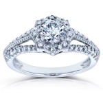 White Gold 4/5ct TDW Round Diamond Engagement Ring - Handcrafted By Name My Rings™