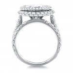 White Gold 6 1/3ct TGW Forever One Moissanite & Diamond Unique Double Halo Statement Bridal Set - Handcrafted By Name My Rings™