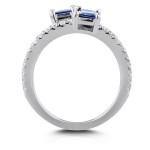 White Gold 7/8ct TCW Sapphire and Diamond Two Stone Wrap Over Ring - Handcrafted By Name My Rings™