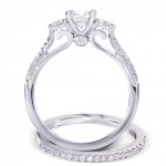 White Gold 7/8ct TDW Round-cut Diamond Bridal Set - Handcrafted By Name My Rings™