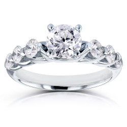 White Gold Certified 1 3/4ct TDW Round Diamond 7-stone Engagement Ring - Handcrafted By Name My Rings™