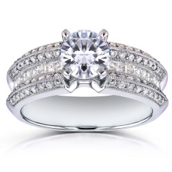 White Gold Certified 1 5/8ct TDW Round Diamond Wide Multi-row Engagement Ring - Handcrafted By Name My Rings™