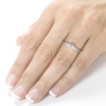 White Gold Certified 3/4ct TDW Round & Baguette 3-Stone Eco-Friendly Lab Grow - Handcrafted By Name My Rings™