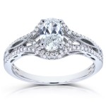 White Gold Certified Oval 7/8ct TDW Diamond Engagement Ring - Handcrafted By Name My Rings™
