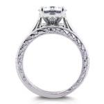 White Gold Forever Brilliant 1 1/2ct TGW Moissanite and Diamond Antique Cathedral Bridal Rings Set - Handcrafted By Name My Rings™