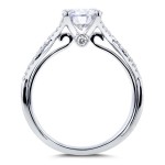 White Gold Moissanite and 1/5ct TDW Diamond Crossover Bridal Rings Set - Handcrafted By Name My Rings™