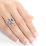 White Gold Moissanite and 5/8ct TDW Diamond 3-Piece Floral Antique Bridal Set - Handcrafted By Name My Rings™