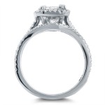 White Gold Radiant Cut Moissanite and 2/5ct TDW Halo Diamond 2-Piece Bridal R - Handcrafted By Name My Rings™
