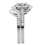 White Gold Round Moissanite and 1/2ct TDW Diamond 2-Piece Floral Antique Brid - Handcrafted By Name My Rings™