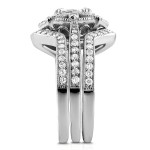 White Gold Round Moissanite and 5/8ct TDW Diamond 3-Piece Floral Antique Brid - Handcrafted By Name My Rings™