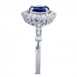 White Gold Sapphire and 1/3ct TDW Diamond Ring - Handcrafted By Name My Rings™