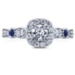 White Gold Sapphire and 7/8ct TDW Diamond Antique Ring - Handcrafted By Name My Rings™