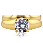 Gold 1 1/10ct Cushion Moissanite Classic Solitaire Bridal Set - Handcrafted By Name My Rings™