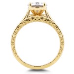 Gold 1 1/2ct Round Moissanite and 1/3ct TDW Diamond Antique Cathedral - Handcrafted By Name My Rings™