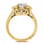 Gold 1 1/5ct TGW Forever One DEF Moissanite and Diamond Antique Floral Extravagant Engagement Ring - Handcrafted By Name My Rings™