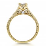 Gold 1/2ct TDW Round Diamond Vintage Engagement Ring - Handcrafted By Name My Rings™