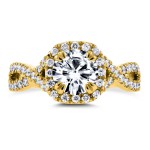 Gold 1ct DEF Moissanite and 1/2ct TDW Diamond Crossover Ring - Handcrafted By Name My Rings™