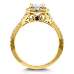 Gold 1ct Moissanite and 1/2ct TDW Diamond Crossover Ring - Handcrafted By Name My Rings™