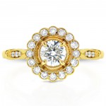 Gold 3/4ct TDW Round Diamond Antique Floral Engagement Ring - Handcrafted By Name My Rings™