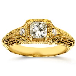 Gold 5/8ct TDW Diamond Antique Filigree Engagement Ring - Handcrafted By Name My Rings™