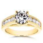 Gold Moissanite and 1/2ct TDW Diamond Channel Band Engagement Ring - Handcrafted By Name My Rings™