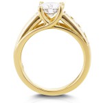 Gold Moissanite and 1/2ct TDW Diamond Channel Band Engagement Ring - Handcrafted By Name My Rings™