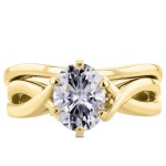 Gold Oval 1 1/2ct Forever One DEF Moissanite Solitaire Bridal Set - Handcrafted By Name My Rings™