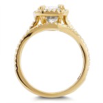 Gold Radiant Cut Forever Brilliant Moissanite and 2/5ct TDW Halo Diamo - Handcrafted By Name My Rings™