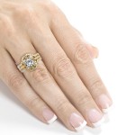 Gold Round Moissanite and 5/8ct TDW Diamond 3-Piece Floral Antique Bri - Handcrafted By Name My Rings™