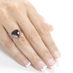 Rose Gold 5ct TDW Black and Brown Diamond Heart Halo Double Shank Ring - Size - Handcrafted By Name My Rings™