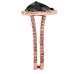 Rose Gold 5ct TDW Black and Brown Diamond Heart Halo Double Shank Ring - Size - Handcrafted By Name My Rings™