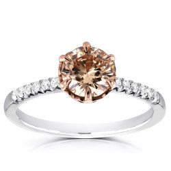 Two Tone Gold 1 1/8ct TDW Champagne Brown and White Diamond Ring - Handcrafted By Name My Rings™
