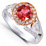 Two-Tone Gold Pink Tourmaline and 3/4 ct TDW Diamond Ring  - Handcrafted By Name My Rings™
