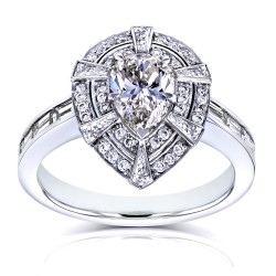 White Gold 1 7/8ct TDW Vintage Victorian Teardrop Diamond Engagement Ring - Handcrafted By Name My Rings™