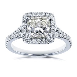 Certified White Gold 2 4/5ct TDW Princess Diamond Halo Engagement Ring - Handcrafted By Name My Rings™