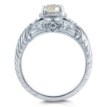 Platinum 1 1/2ct TDW Old Mine Cut Cushion Diamond Antique Ring - Handcrafted By Name My Rings™