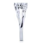 Two White Gold 1ct TDW Diamond Two-Stone Prong Set Curved Ring - Handcrafted By Name My Rings™