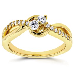 Two Collection Gold 1/4ct TDW Diamond 2-stone Ring - Handcrafted By Name My Rings™