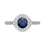 Gold 1/2ct Blue Sapphire and 4/5ct TDW Diamond Engagment Ring - Handcrafted By Name My Rings™