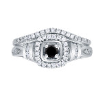 1/2ct TDW Halo Black Diamond Bridal Ring Set - Handcrafted By Name My Rings™
