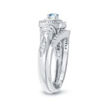 1/2ct TDW Halo Blue Diamond Bridal Ring Set - Handcrafted By Name My Rings™